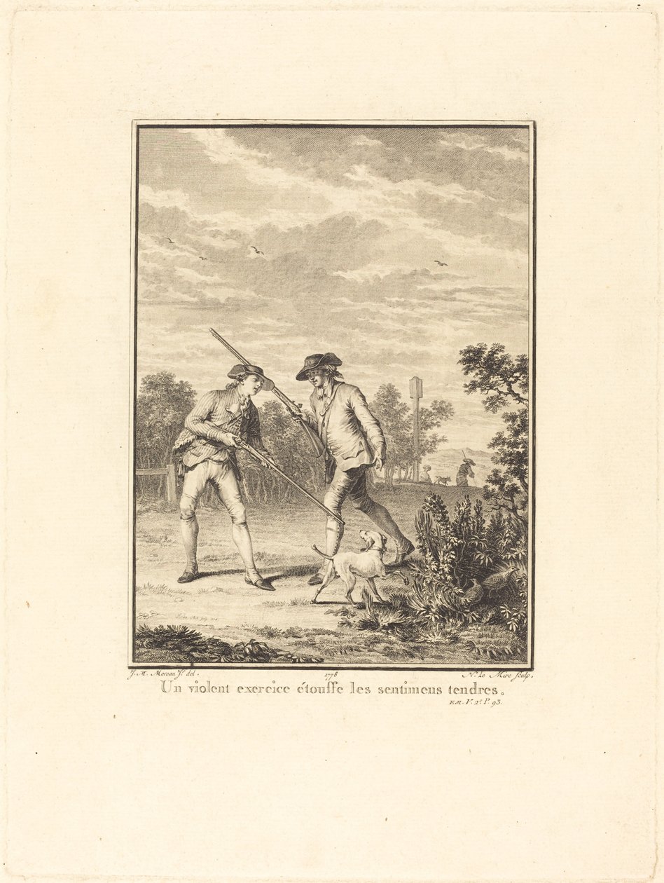 Un ejercicio violento ahoga los sentimientos tiernos de Noël Le Mire after Jean Michel Moreau