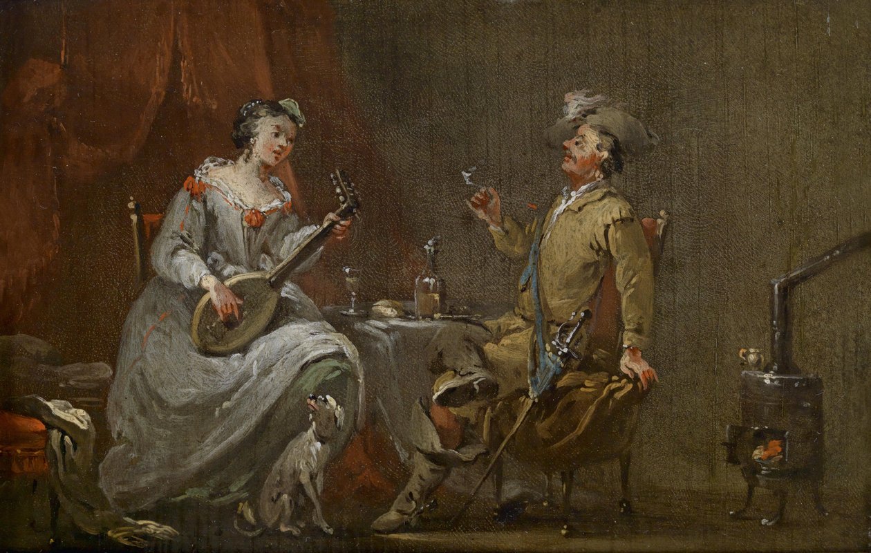 Caballero y dama tocando laúd de Norbert Joseph Carl Grund