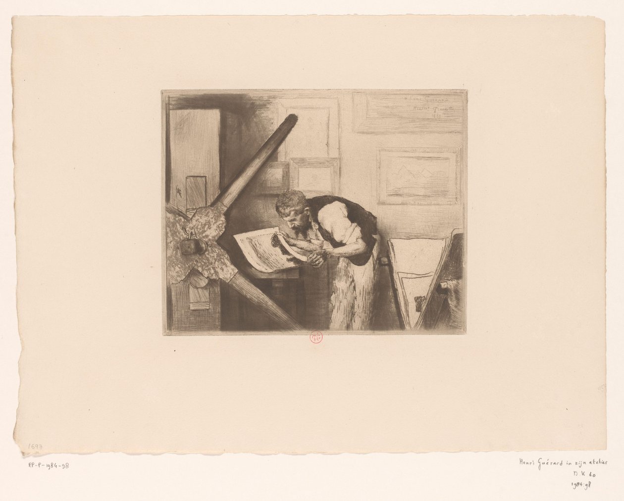 Retrato de Henri Charles Guérard en su estudio de Norbert Goeneutte