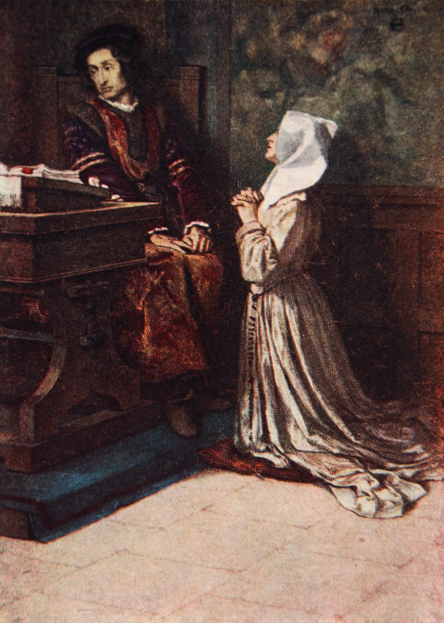 La súplica de Isabel, Medida por medida, Acto II Escena 2, ilustración de "Tales from Shakespeare" de Charles y Mary Lamb de Norman Mills (after) Price