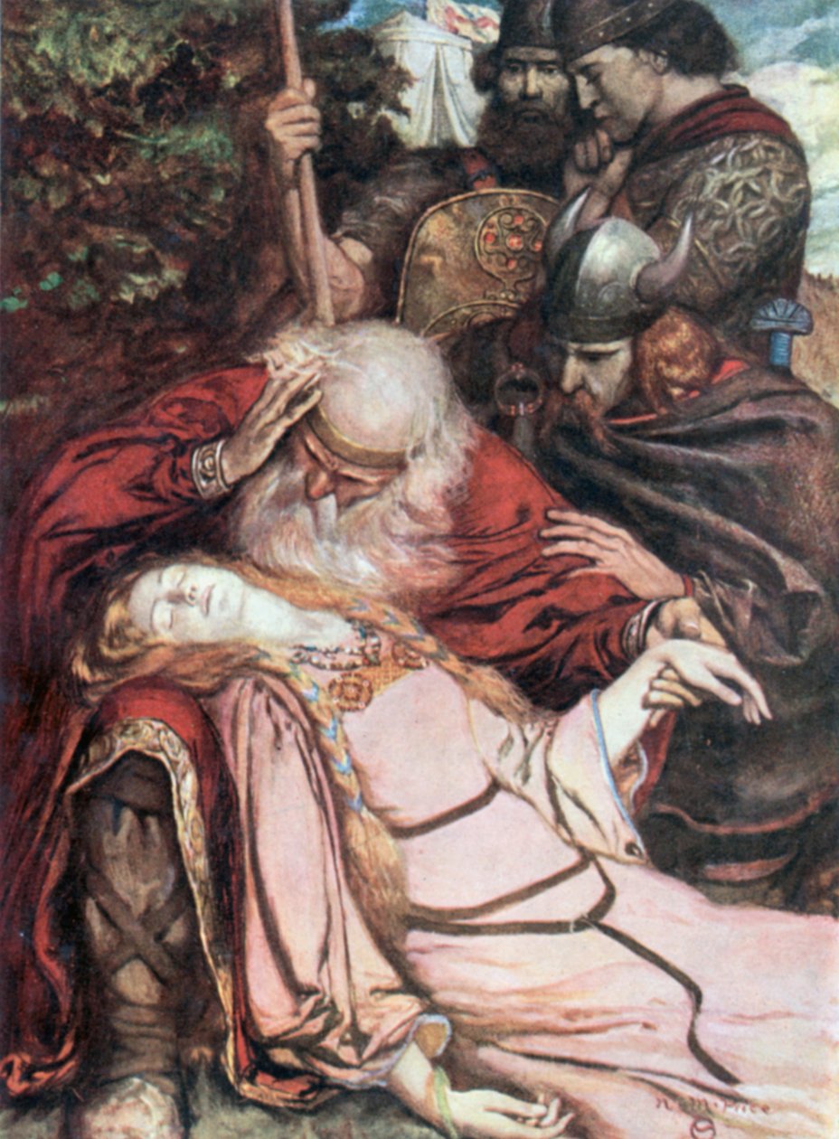 Lear, "Cordelia, Cordelia". Rey Lear - Acto V, Escena 3 (litografía en color) de Norman Mills (after) Price