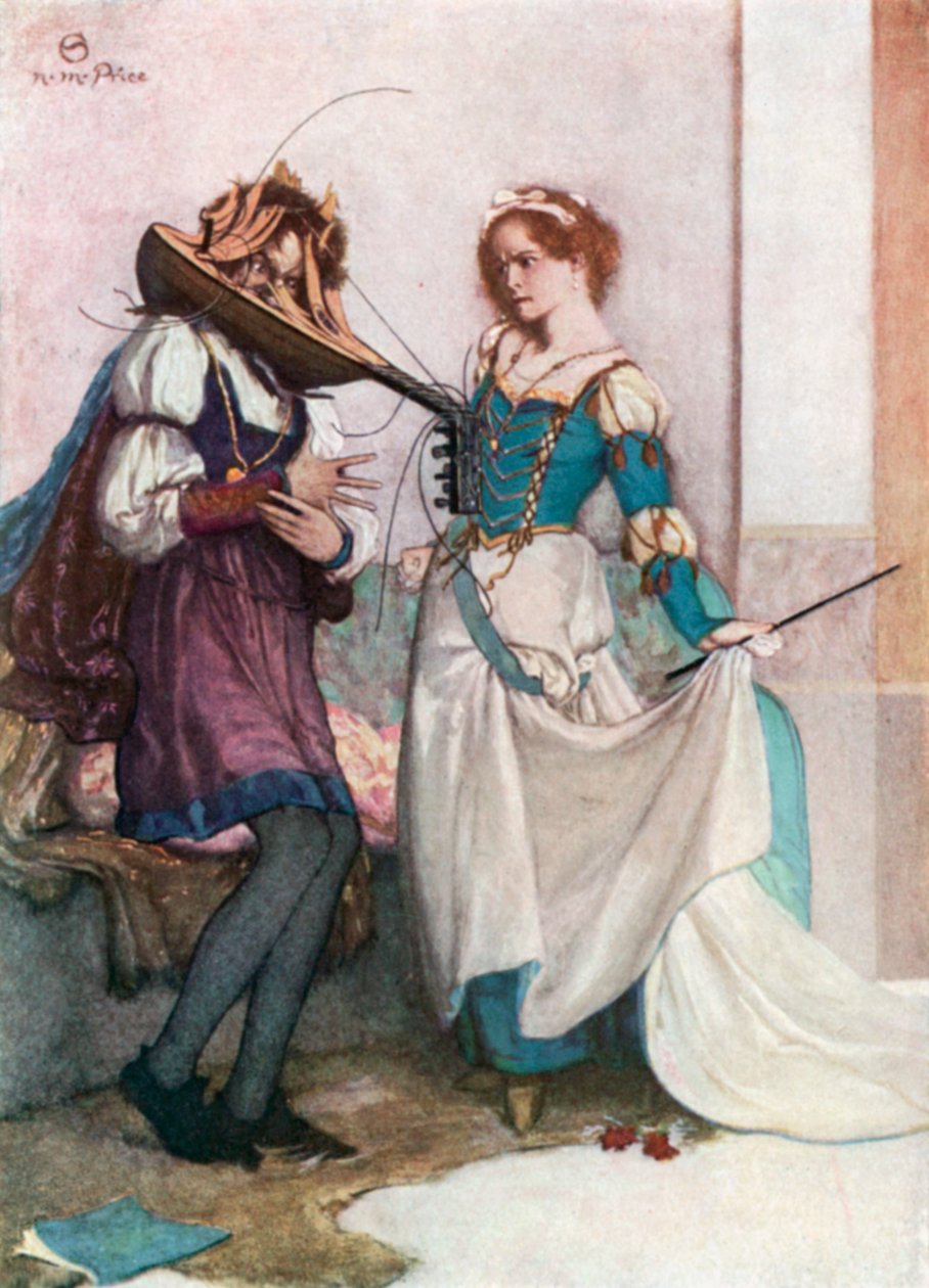 La gentil Catalina. La fierecilla domada - Acto II, Escena 1 (litografía en color) de Norman Mills (after) Price