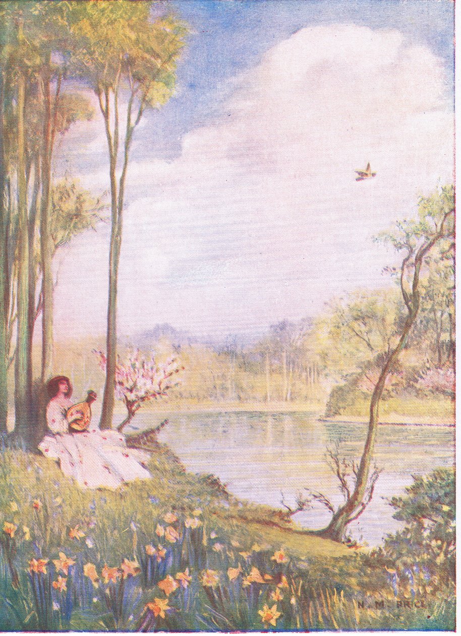 Canción de primavera: "Pensar en ella es ser feliz con la inocencia de la alegría pura (litografía en color) de Norman Mills Price