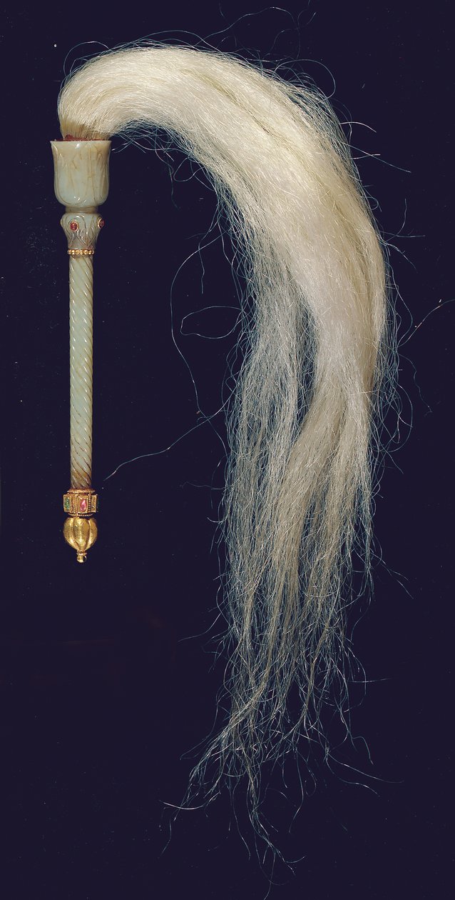 Mosquero mogol de jade tallado (jade, piedra roja, oro y pelo de caballo), c.1775-79 de North Indian School