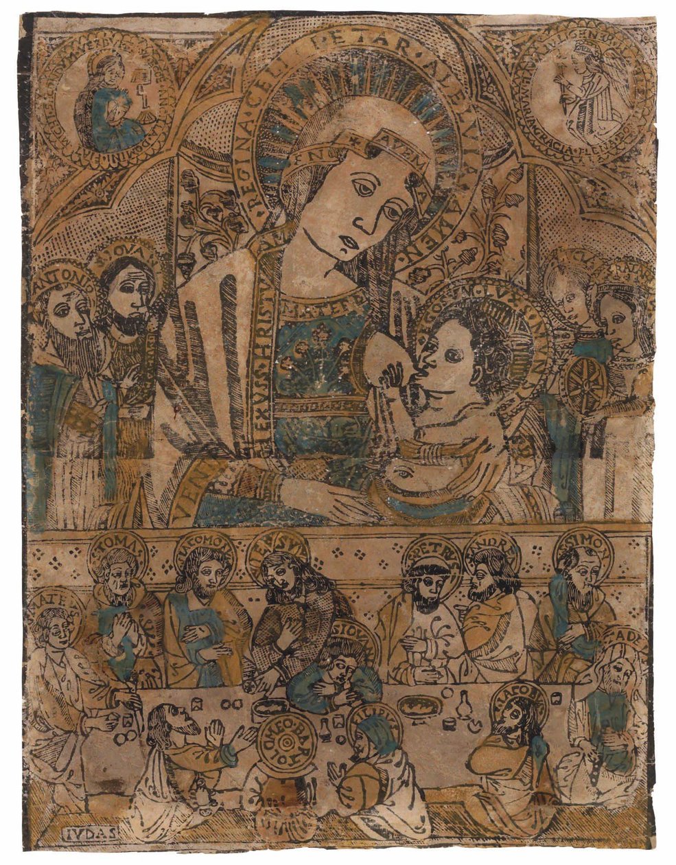 Madonna lactans con la Última Cena de Northern Italian School