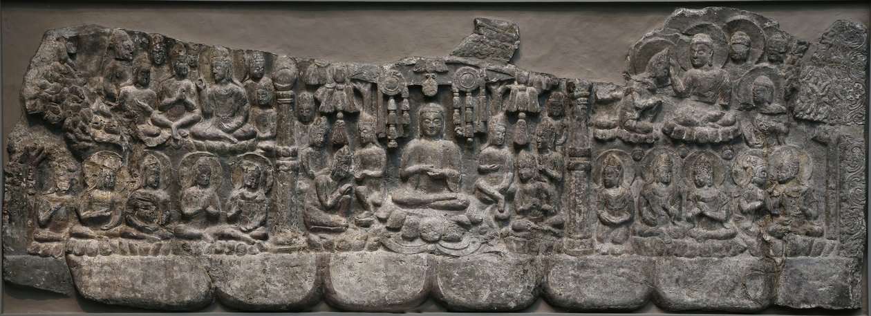 Escultura mural: Reuniones celestiales de Budas y Bodhisattvas, Handan, provincia de Hebei, 550-577 de Northern Qi Dynasty Chinese Scool