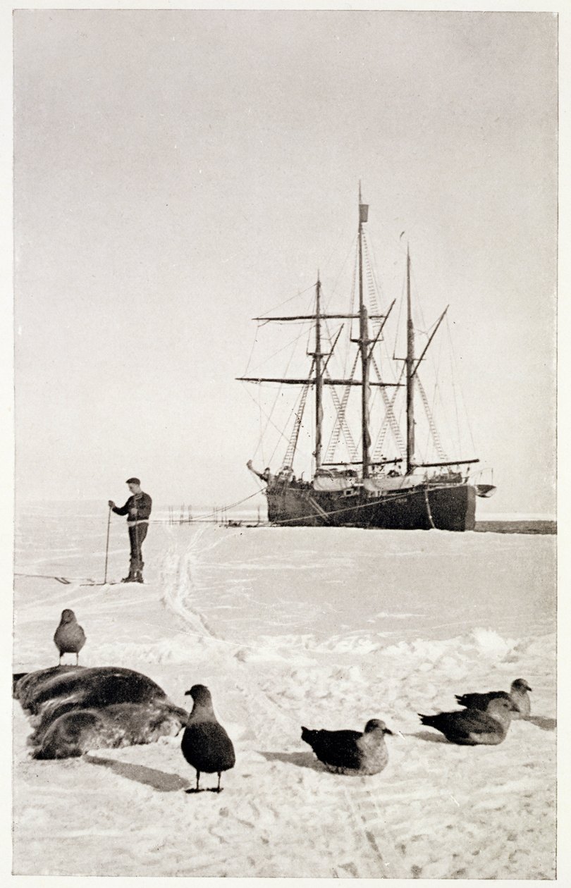 El "Fram" en la Bahía de las Ballenas, de "El Polo Sur: Relato de la expedición antártica noruega en el Fram de Norwegian School