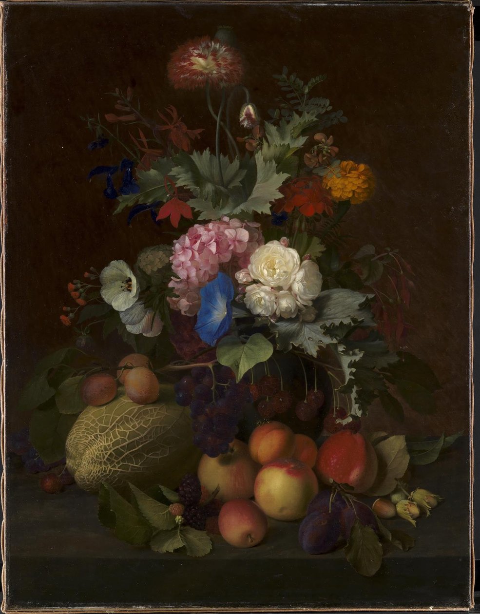 Naturaleza muerta con frutas y flores de O.D. Ottesen