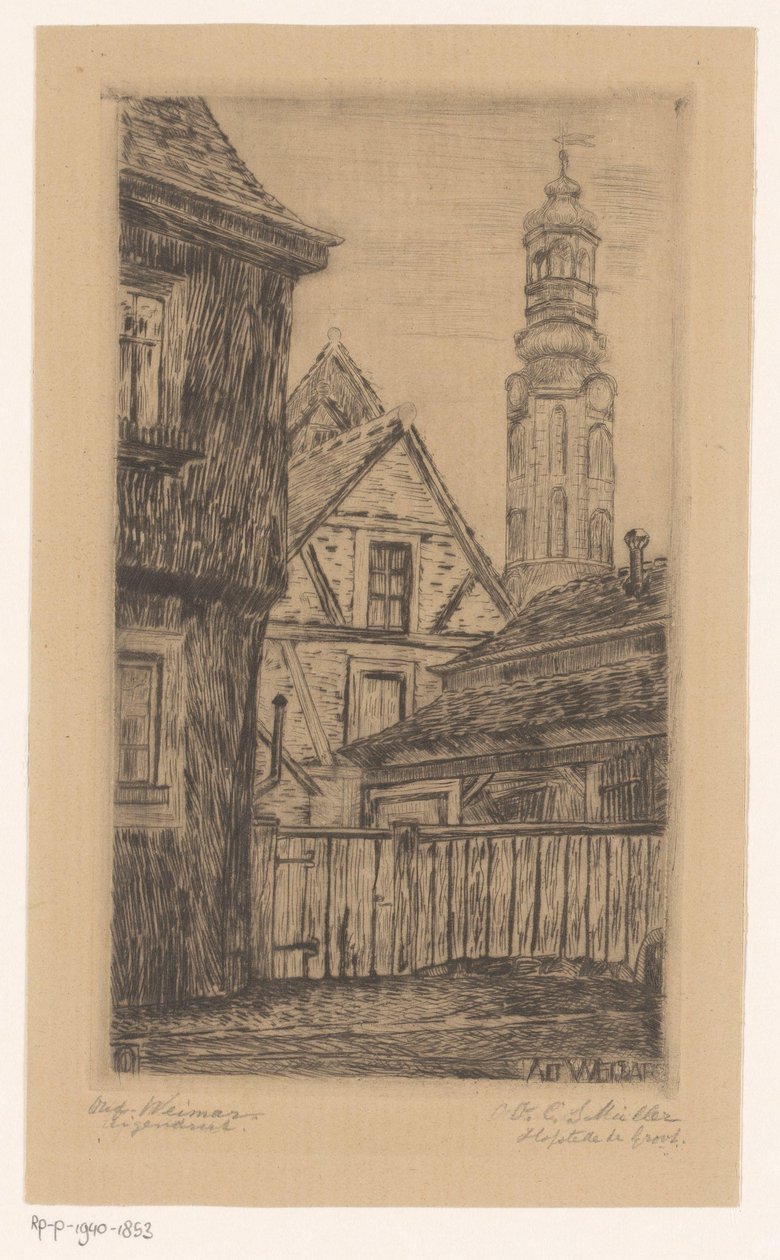Vista de la ciudad con la torre de Weimar
Alt Weimar (título en el objeto) de Octavia Cornelia Suzanna Hofstede de Groot (signed by artist)