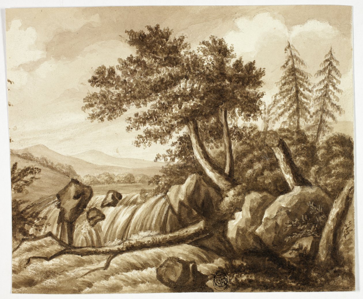 Cascada en paisaje rocoso de Octavius Oakley