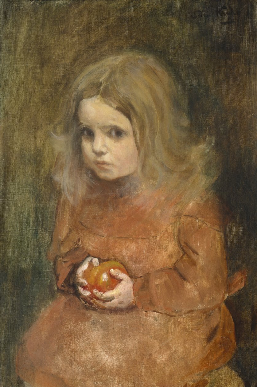 Niña con manzana (óleo sobre lienzo) de Oda Krohg