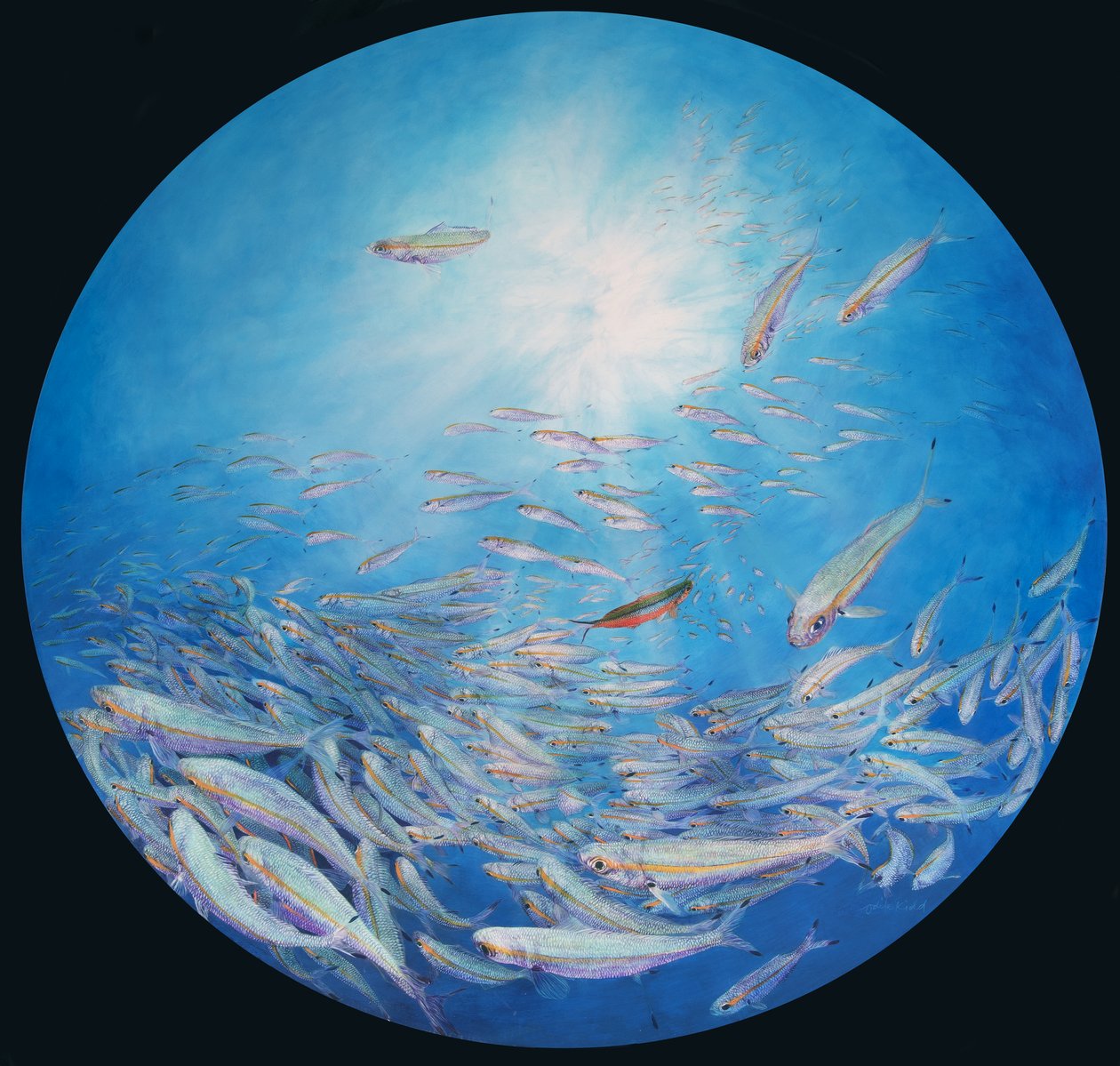 Fusileros, 2017 (acrílico sobre lino en marco de tulipán) de Odile Kidd