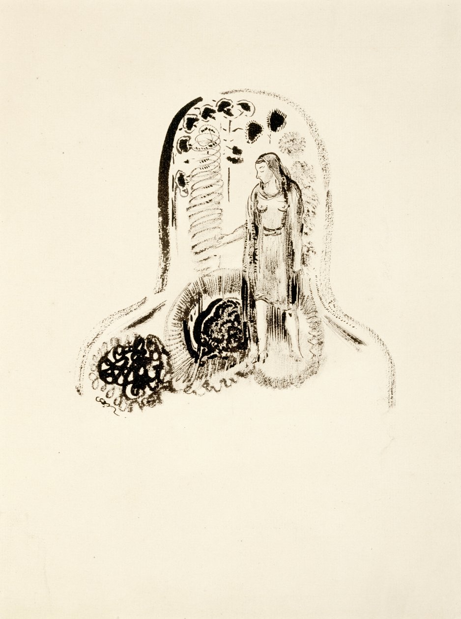 Joven en un jardín de flores de Odilon Redon