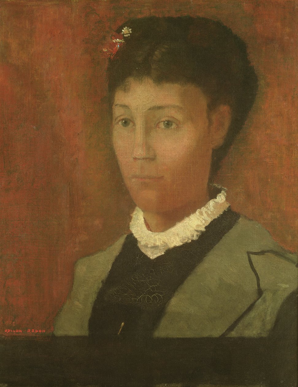Retrato de la esposa del artista, Madame Odilon Redon (nacida Camille Falte) (1853-1923), 1882 de Odilon Redon