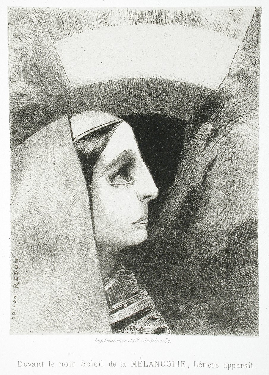 A Edgar Poe (Ante el negro sol de la melancolía aparece Lénore) de Odilon Redon