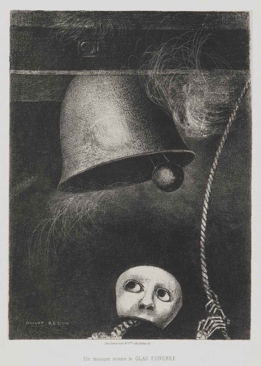 A Edgar Poe (Una máscara toca el toque fúnebre) [To Edgar Poe (A Mask Sounds the Death Knell)] de Odilon Redon