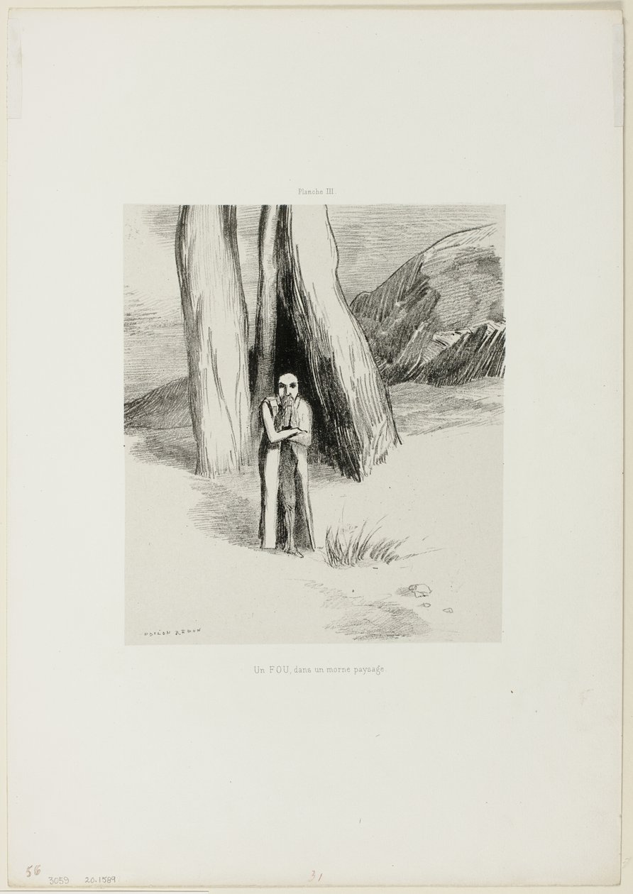 Un loco en un paisaje sombrío, lámina 3 de 6 de Odilon Redon