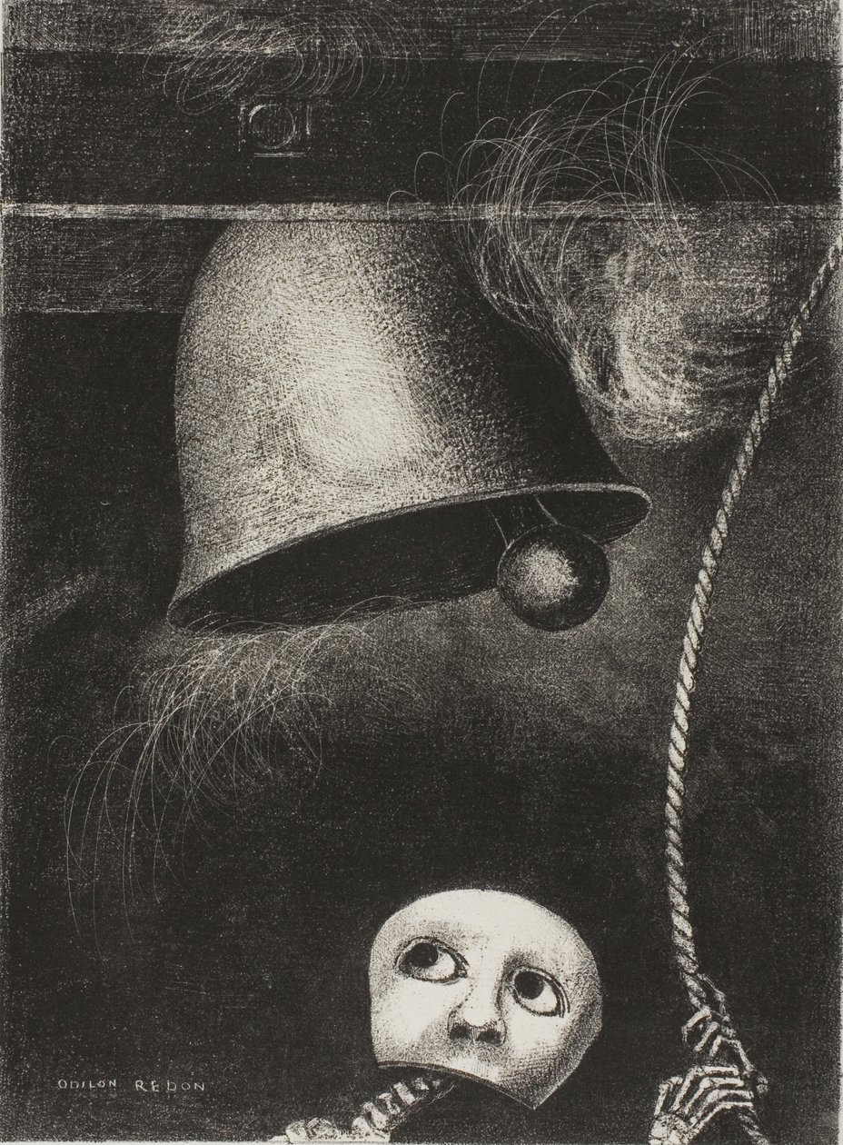A Mask Sounds the Funeral Knell, placa tres de To Edgar Poe de Odilon Redon