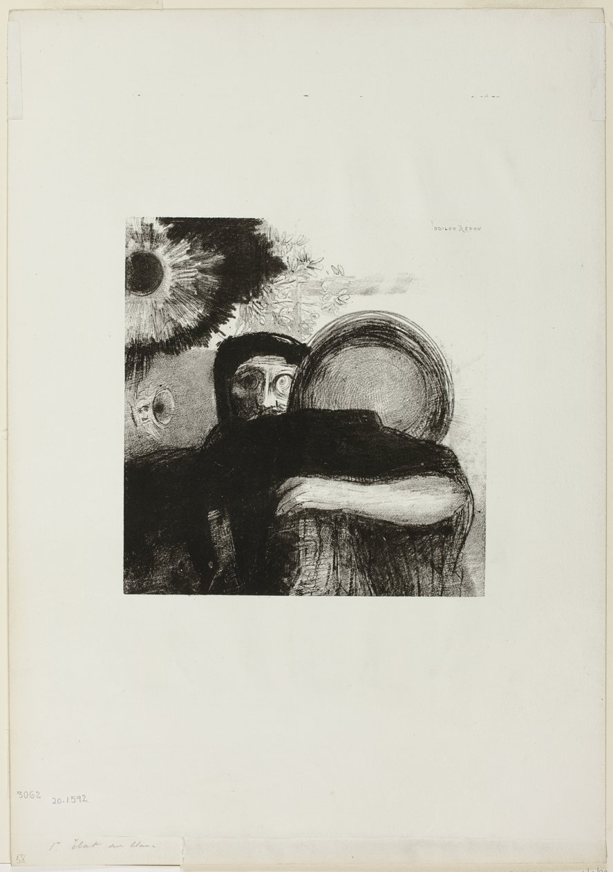 Un extraño malabarista, placa 5 de Homenaje a Goya de Odilon Redon