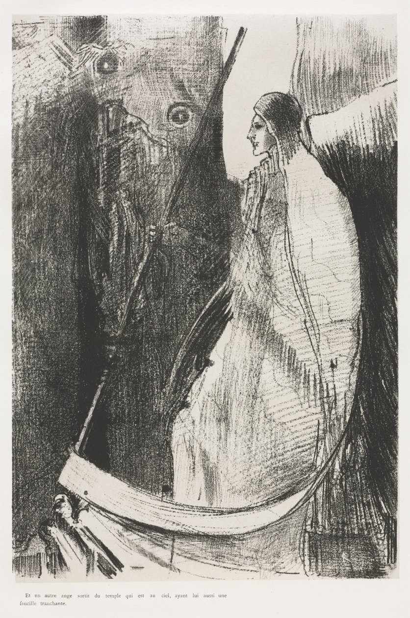 Y Otro Ángel Salió del Templo que Está en el Cielo, y Él También con una Hoz Afilada de Odilon Redon