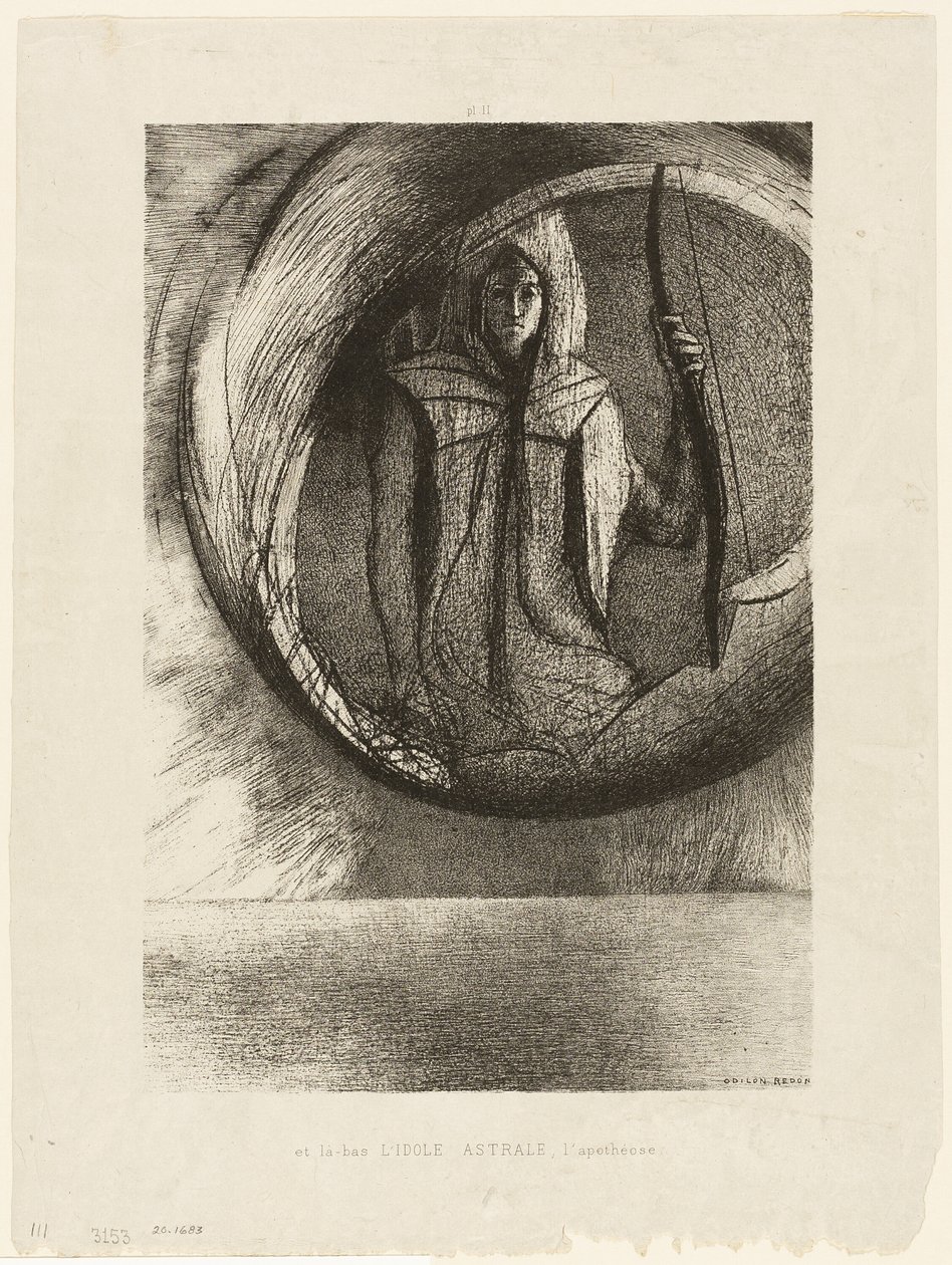 Y más allá, el ídolo astral, la apoteosis, lámina 2 de 6 de Odilon Redon