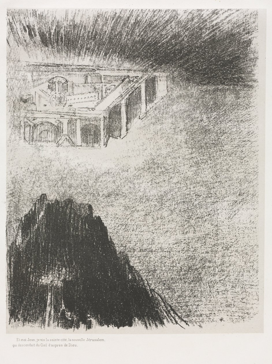Y Yo, Juan, Vi la Ciudad Santa, la Nueva Jerusalén, Descender de Dios desde el Cielo de Odilon Redon