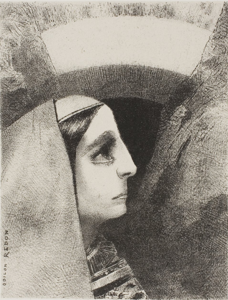 Antes del Sol Negro de la Melancolía, Aparece Lenore, placa dos de A Edgar Poe de Odilon Redon