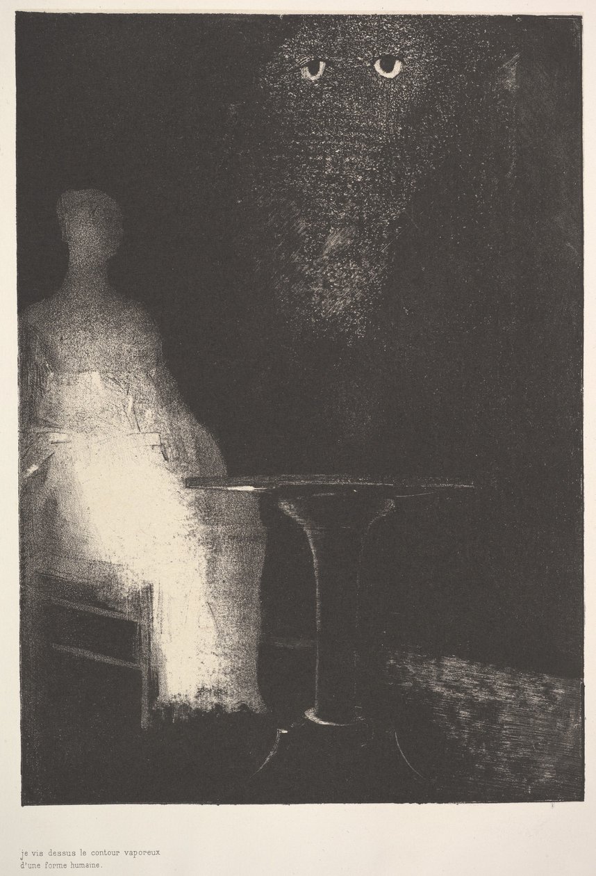 Abajo, vi los contornos vaporosos de una forma humana, 1896 de Odilon Redon