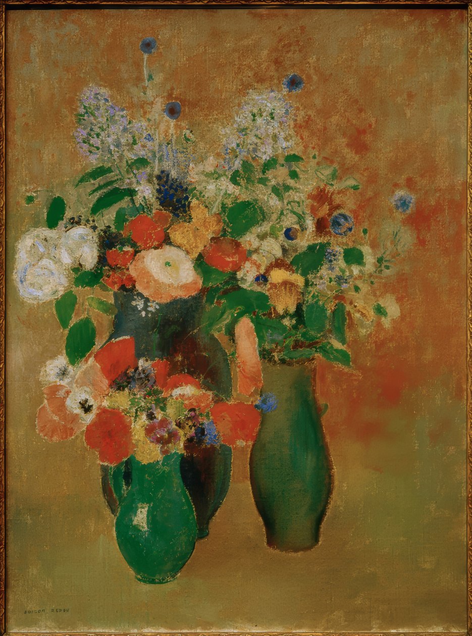 Ramo de flores / Naturaleza muerta de flores de Odilon Redon