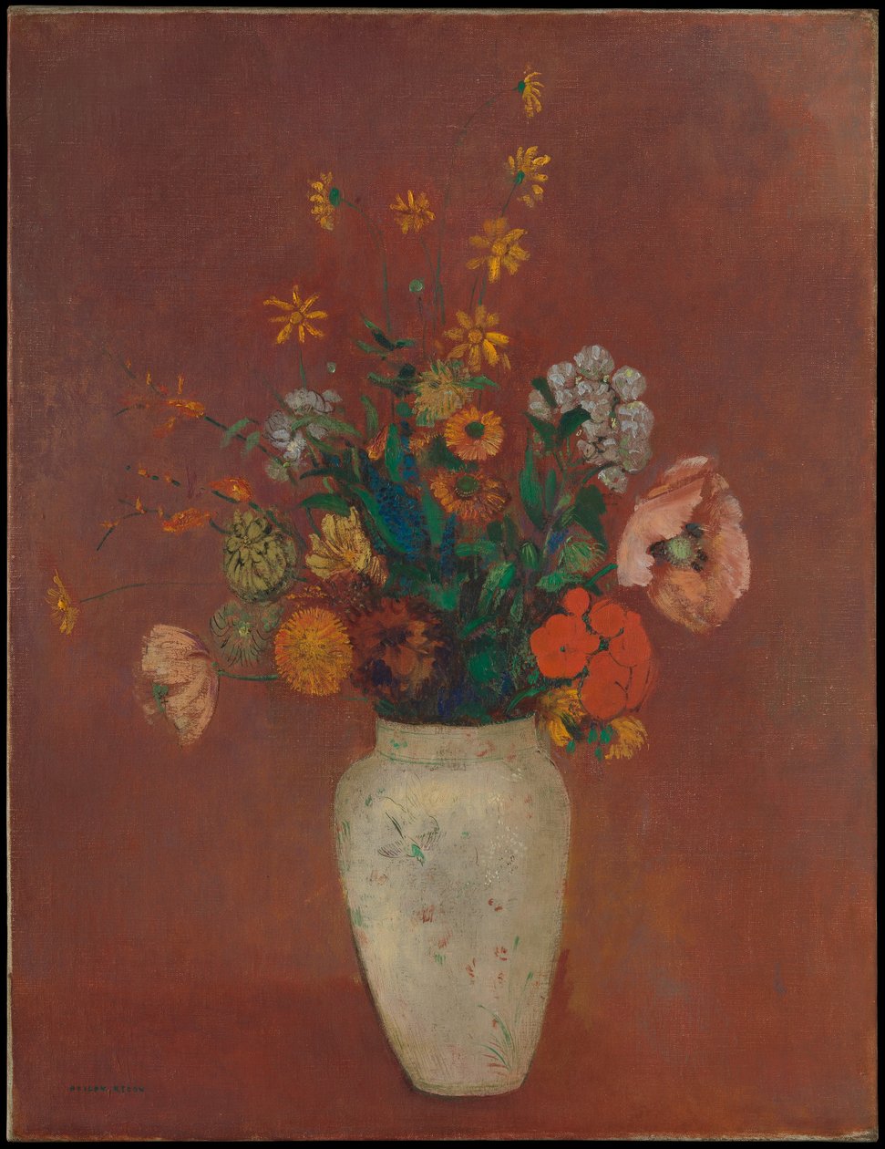 Ramo de flores en un jarrón chino de Odilon Redon