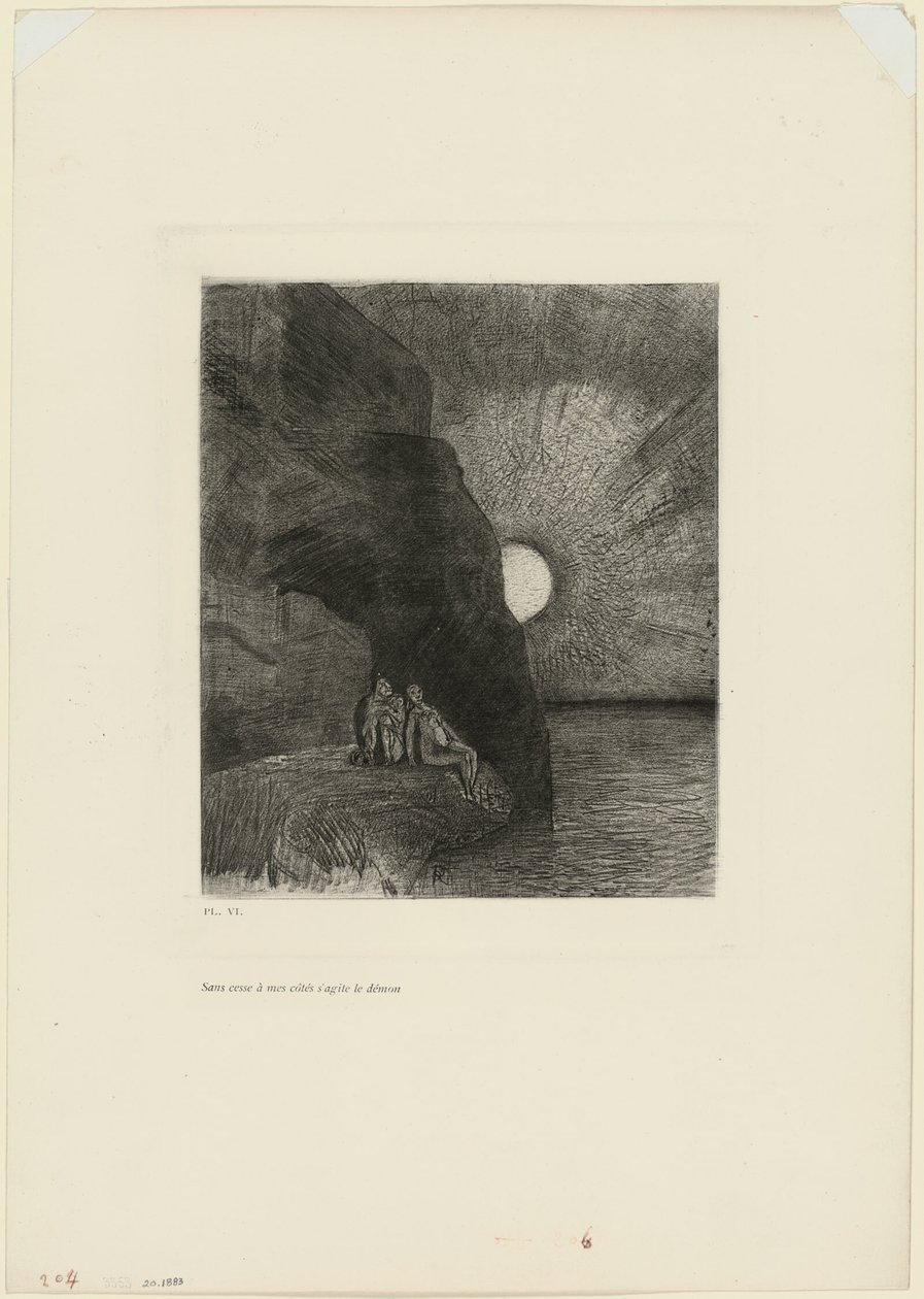 Incesantemente a mi lado se agita el demonio, lámina 7 de Las flores del mal de Charles Baudelaire. de Odilon Redon