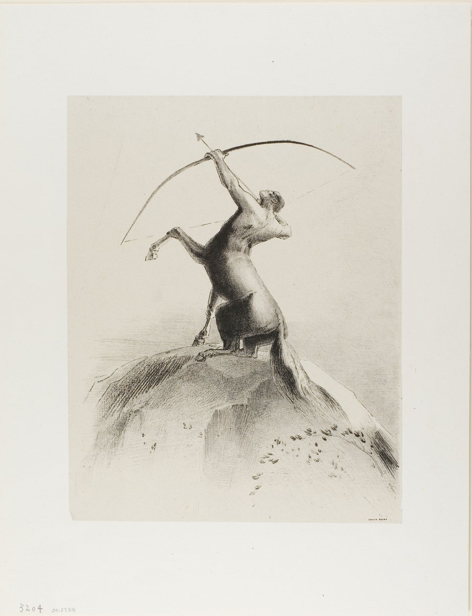 Centauro apuntando a las nubes de Odilon Redon