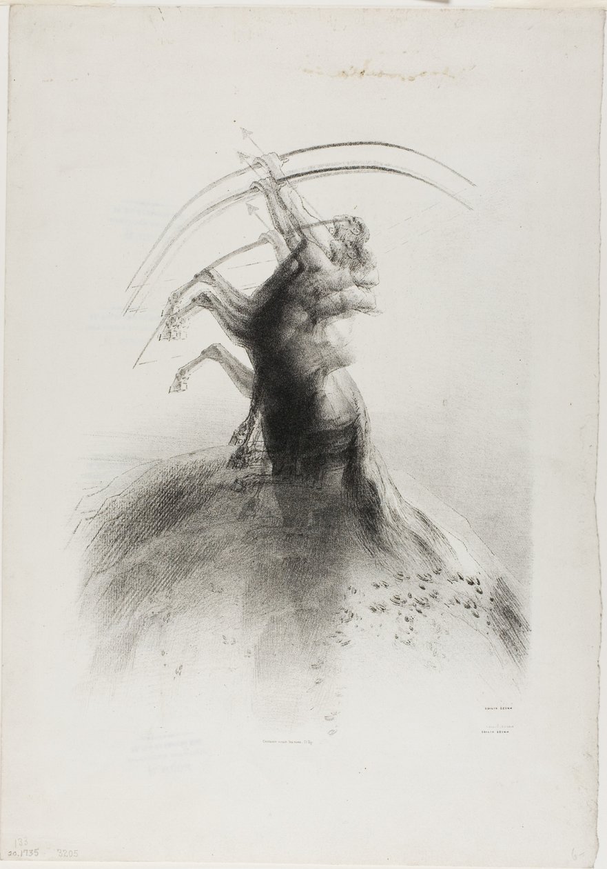 Centauro apuntando a las nubes de Odilon Redon