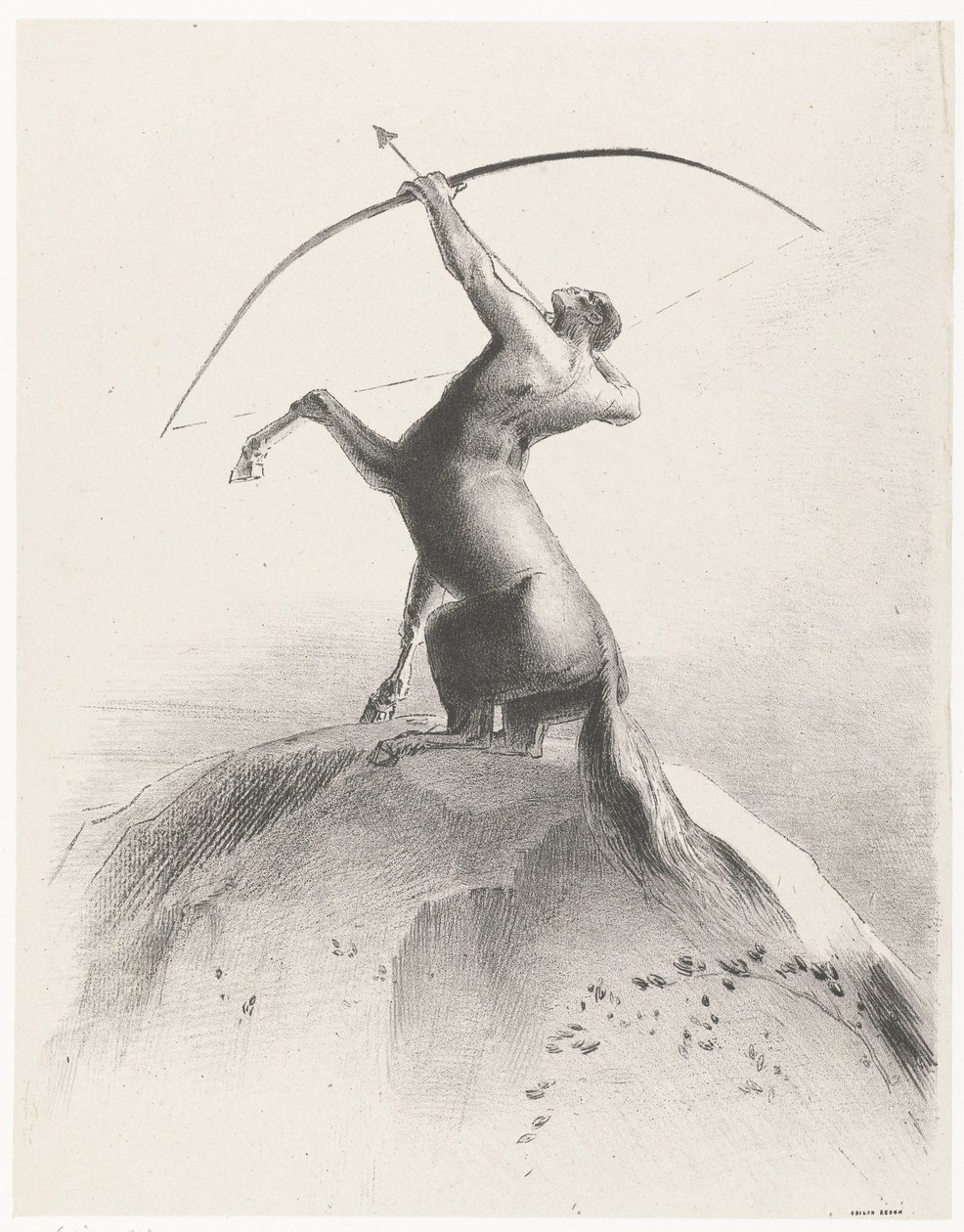 El centauro apunta al cielo
Centaure visant les Nues de Odilon Redon