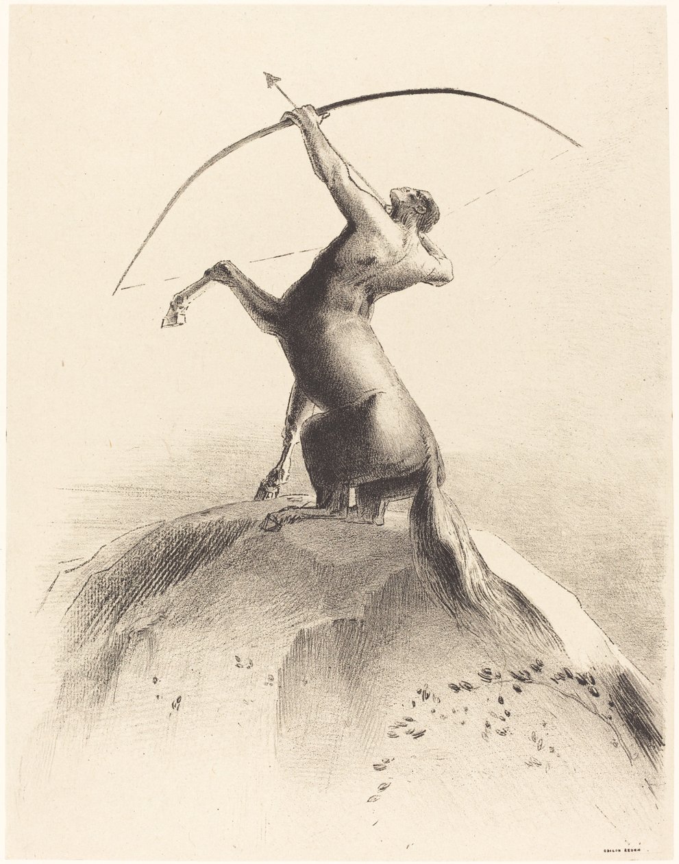 Centauro apuntando a las nubes de Odilon Redon