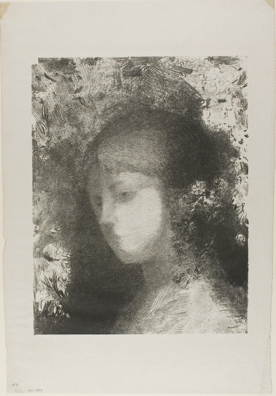 Cabeza de niño con flores de Odilon Redon
