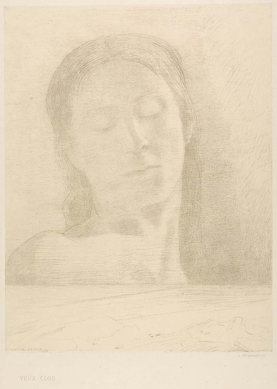 Ojos cerrados de Odilon Redon