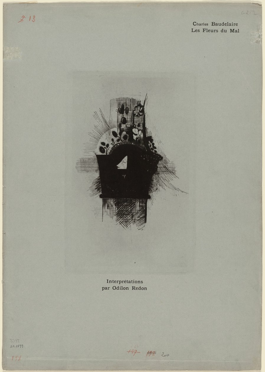 Portada/Frontispicio para Las Flores del Mal, placa 1 de 9 de Odilon Redon