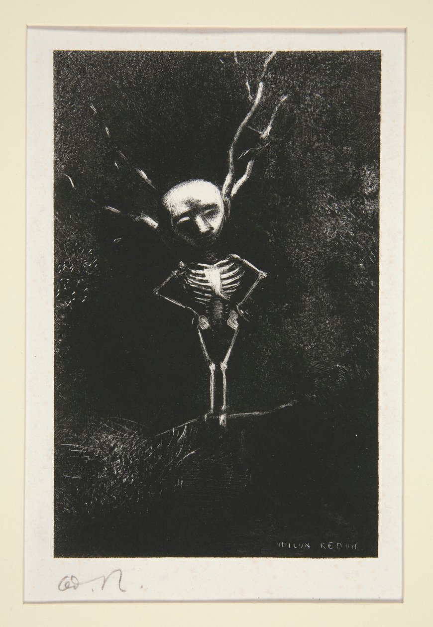 Dans le d?dale des branch la bl?me figure apparaissait (En el laberinto de ramas apareció la figura pálida), de la serie Le jur? (El jurado) de Odilon Redon