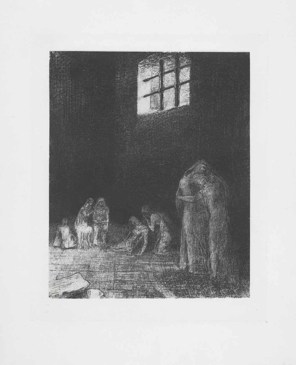 A la sombra de la gente que llora y reza... de Odilon Redon