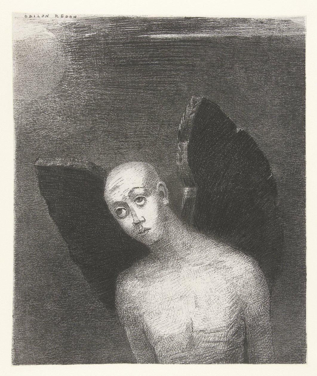El ángel caído despliega sus alas negras
L