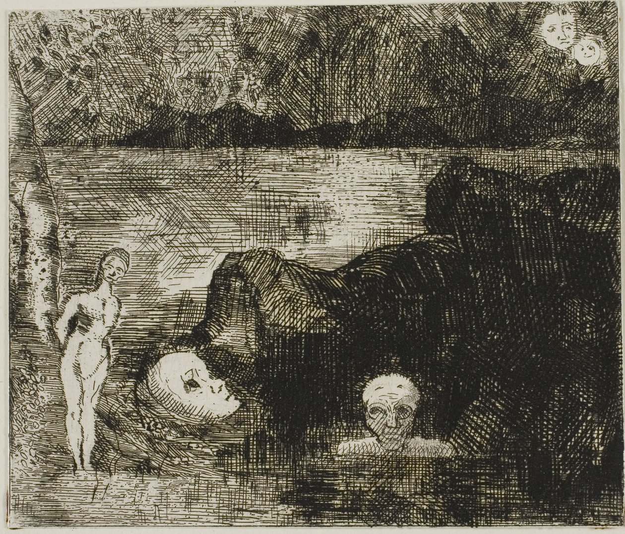 Dream Vision, c.1880 (aguafuerte y punta seca sobre papel marfil) de Odilon Redon