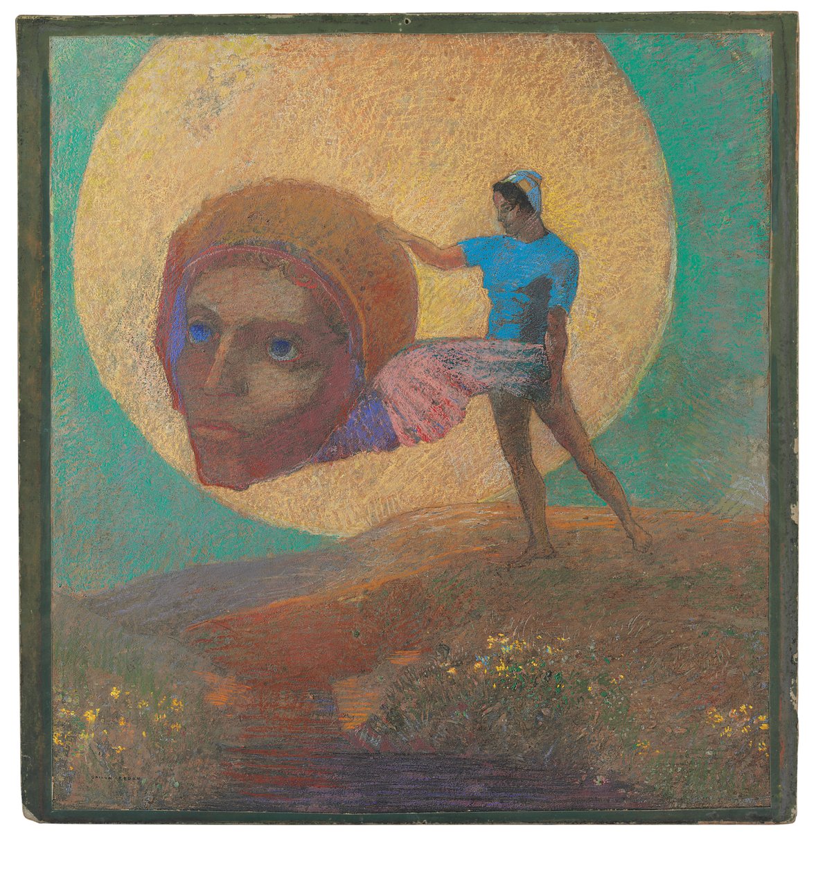 Figura portando una cabeza alada (La caída de Ícaro) de Odilon Redon