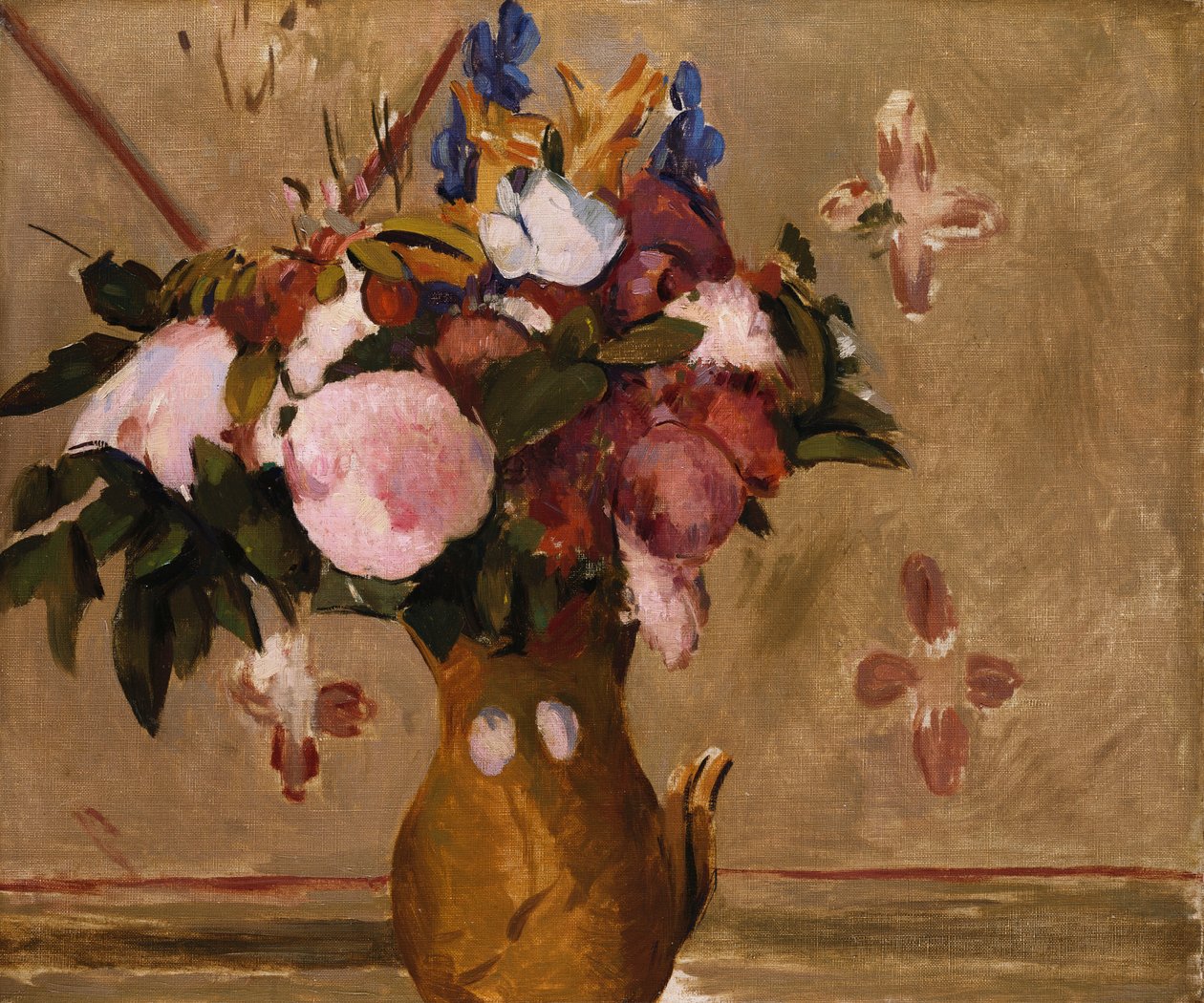 Flores en un jarrón, copia de una pintura de Cézanne, c.1886 de Odilon Redon