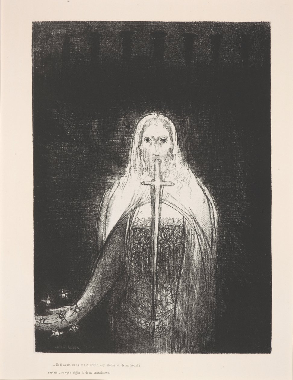 Tenía las siete estrellas en la mano derecha...", ilustración de la serie "Apocalipsis de San Juan". de Odilon Redon