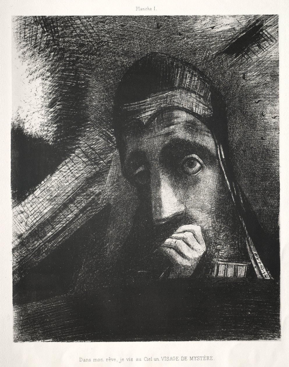 En mi sueño vi en el cielo un rostro de misterio de Odilon Redon