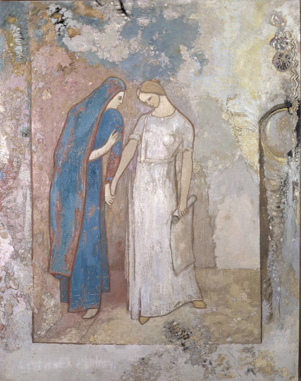 Iniciación al estudio: Dos jóvenes damas de Odilon Redon