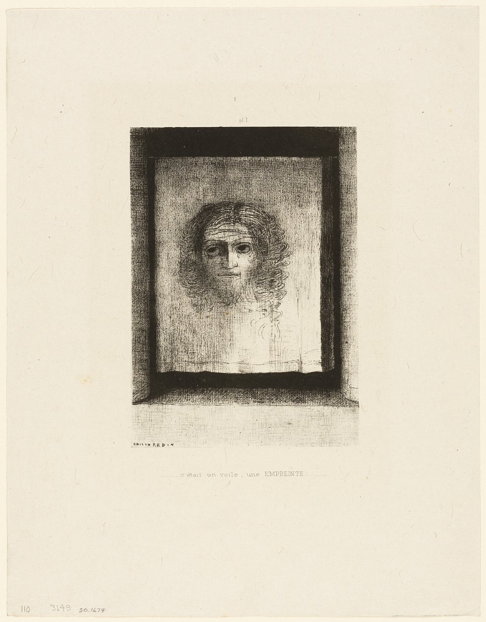 Era un velo, una impresión, lámina 1 de 6 de Odilon Redon