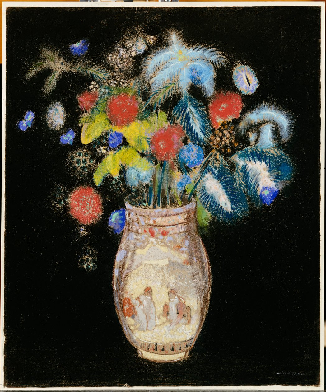 Gran Ramo sobre un Fondo Negro, c.1910 de Odilon Redon