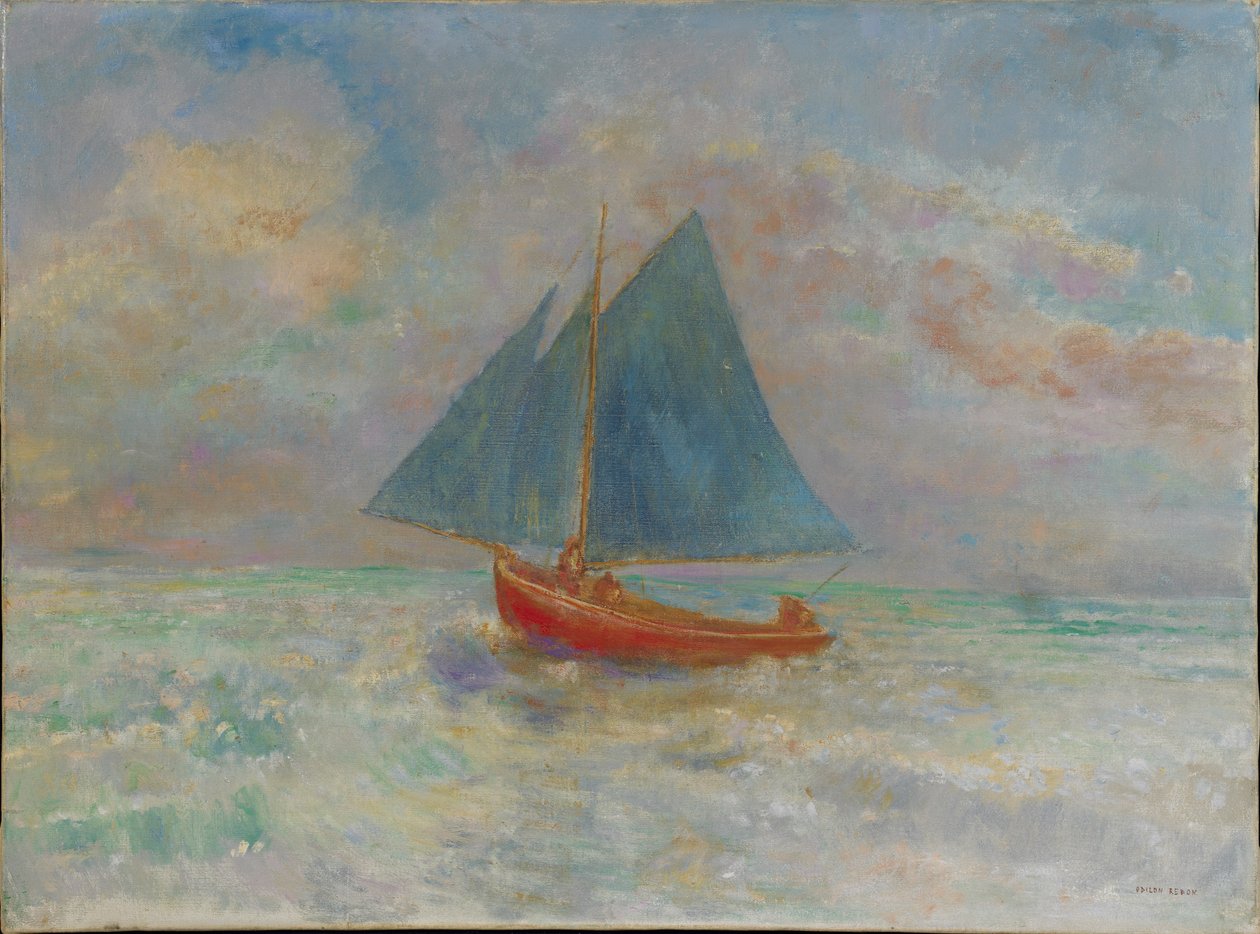 El barco rojo, c. 1910 de Odilon Redon